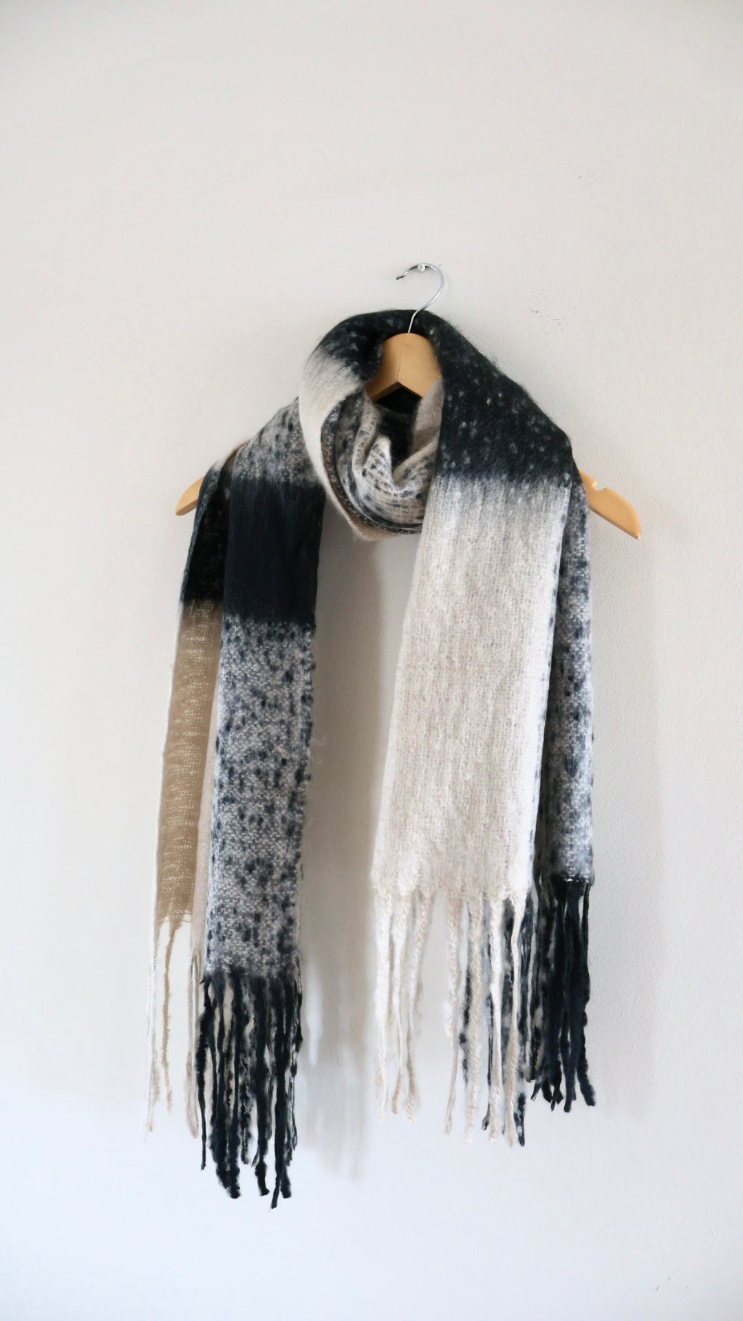 Chunky knit scarf made from viscose, designed for warmth and minimalist styling