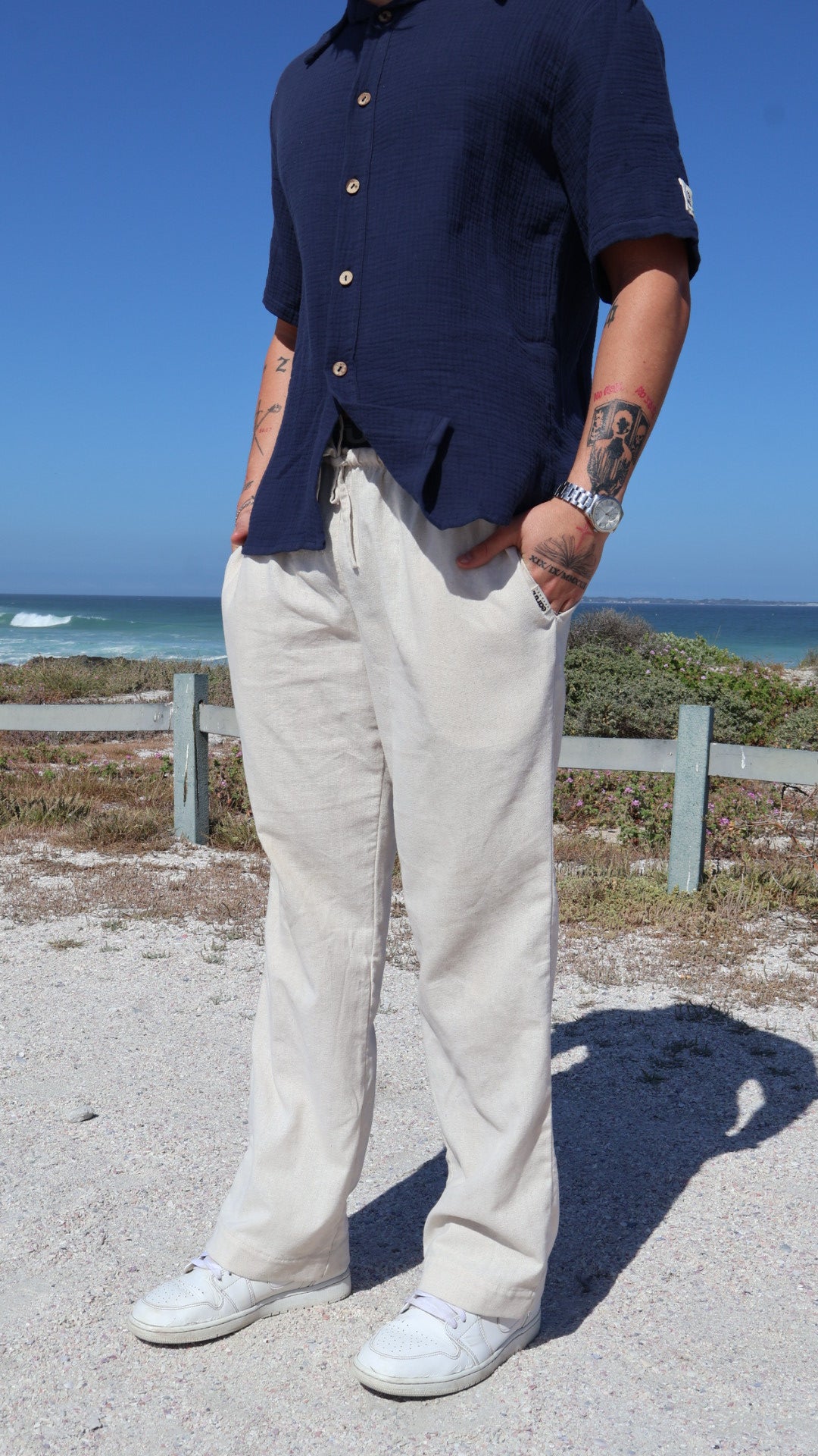 Beige Men’s Classic Linen Pants – Lightweight & Breathable