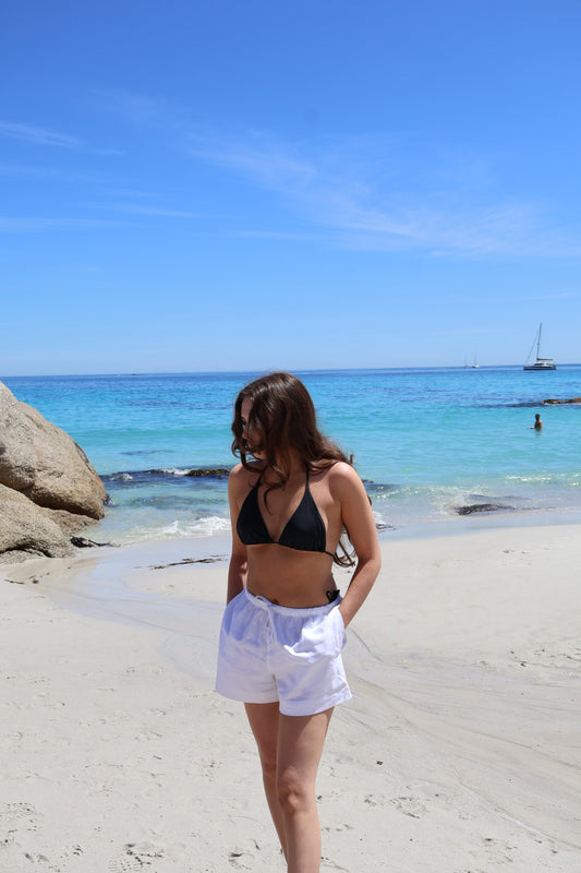 Soft women’s linen shorts with relaxed fit.