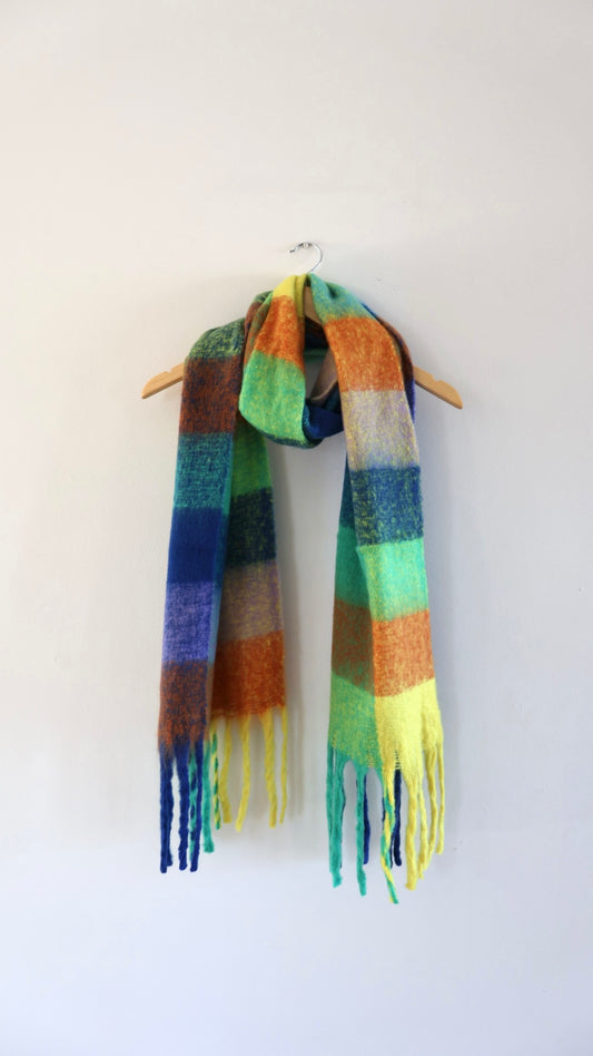 Bright Rainbow Chunky Colourful Winter Scarf – Bold, Warm & Cosy